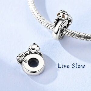 925 Sloth Bear Bracelet Charm-“Live Slow”